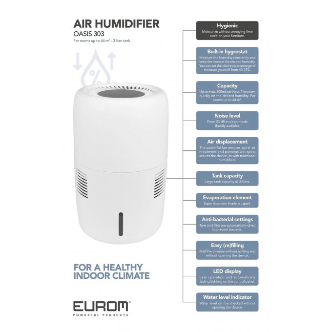 EUROM Oasis 303 Wi-Fi luchtbevochtiger EUROM Oasis 303 Wi-Fi luchtbevochtiger